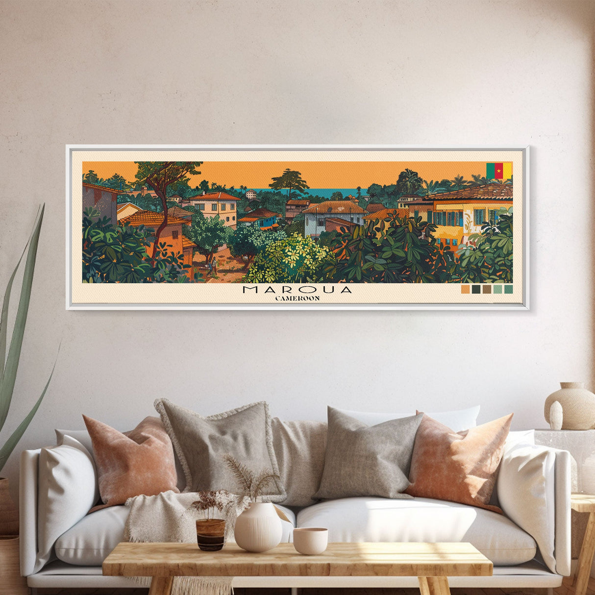 Maroua, Cameroon Panoramic Canvas Print, Maroua, Cameroon Painting, Cameroon Art, Maroua Travel Poster, Travel Art, Living Room Painting