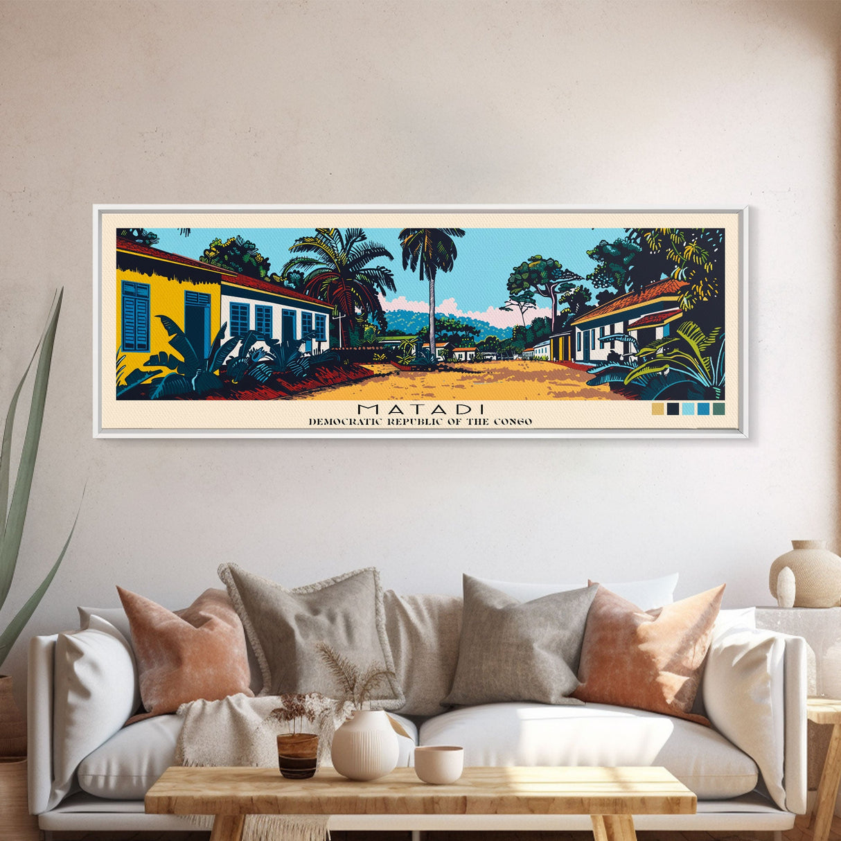 Matadi, Congo Panoramic Canvas Print, Matadi, Congo Painting, Congo Art, Matadi Travel Poster, Travel Art, Guest Room Painting