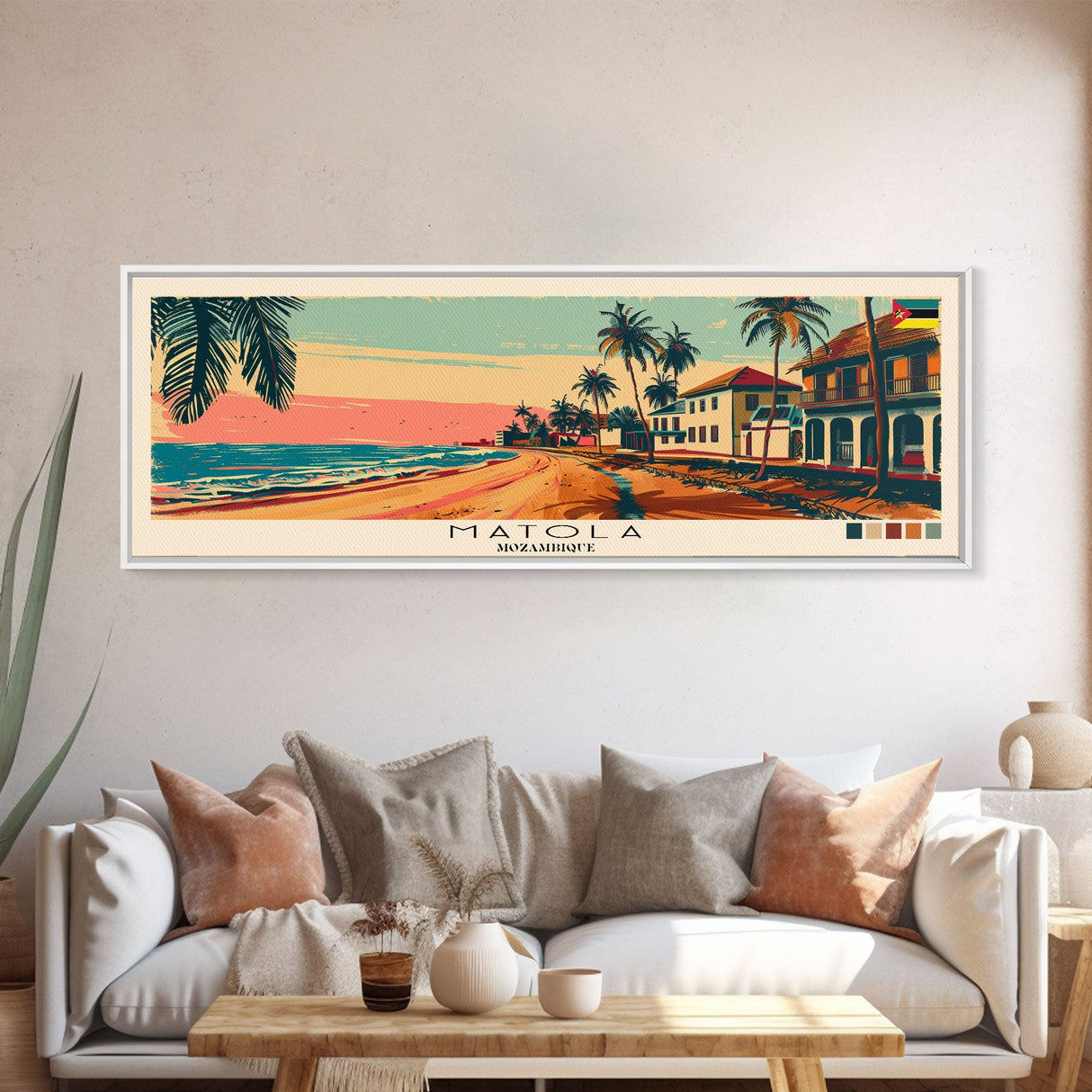 Matola, Mozambique Panoramic Canvas Print, Matola, Mozambique Painting, Mozambique Art, Matola Travel Poster, Travel Art, Guest Room Painting