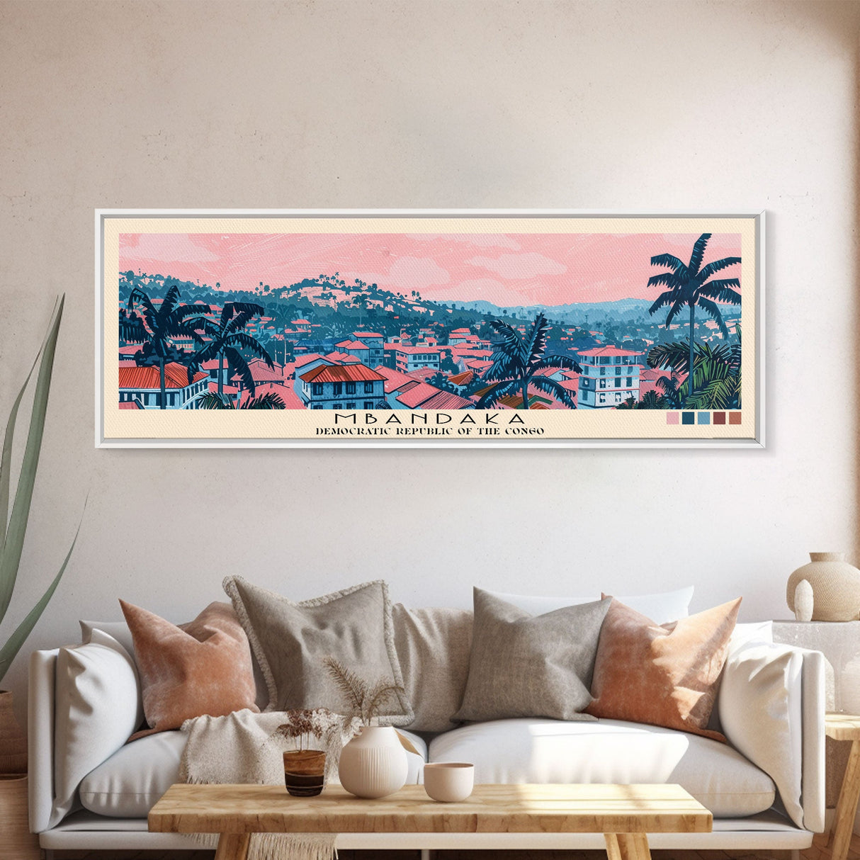 Mbandaka, Congo Panoramic Canvas Print, Mbandaka, Congo Painting, Congo Art, Mbandaka Travel Poster, Travel Art, Vacation Gift