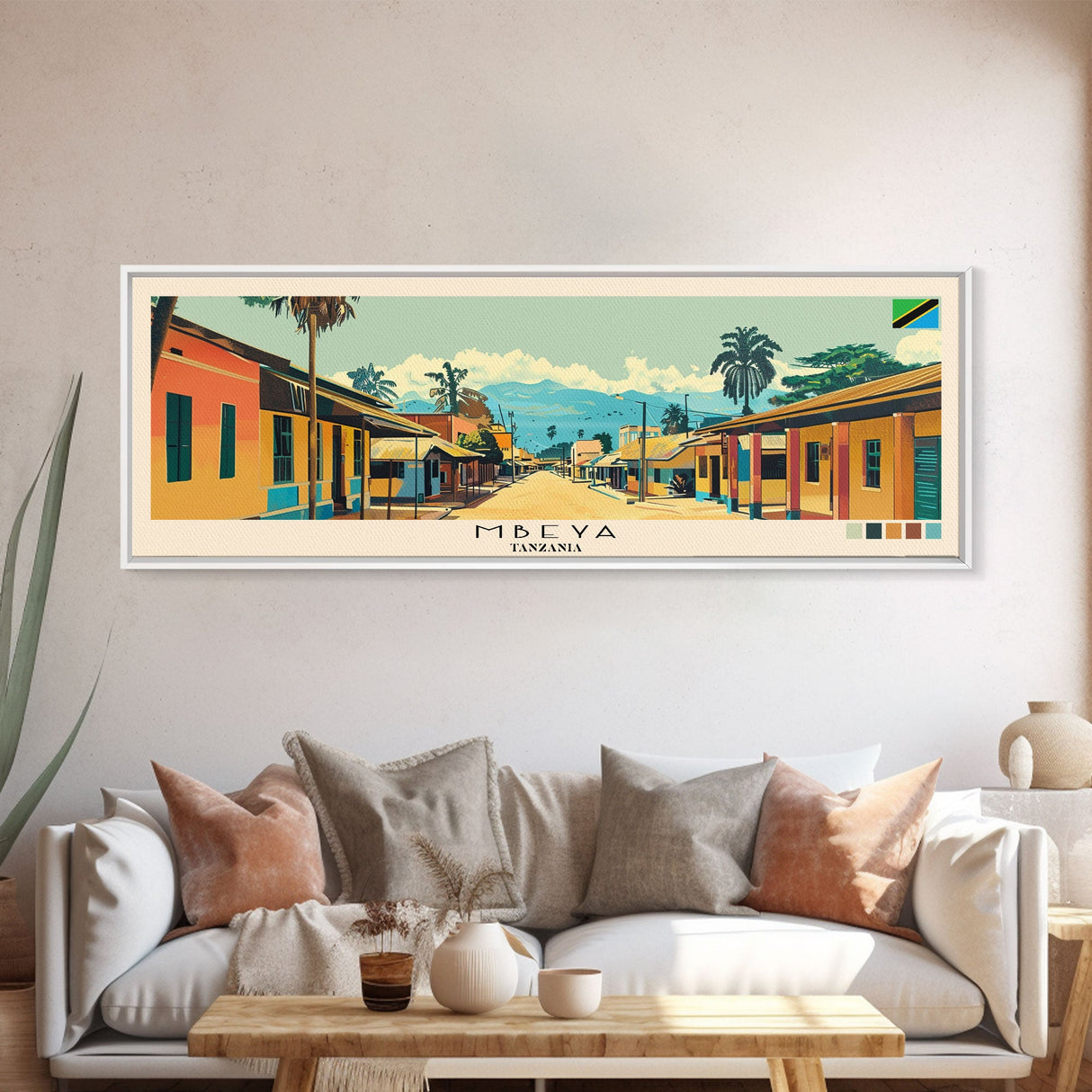 Mbeya, Tanzania Panoramic Canvas Print, Mbeya, Tanzania Painting, Tanzania Art, Mbeya Travel Poster, Travel Art, Living Room Painting