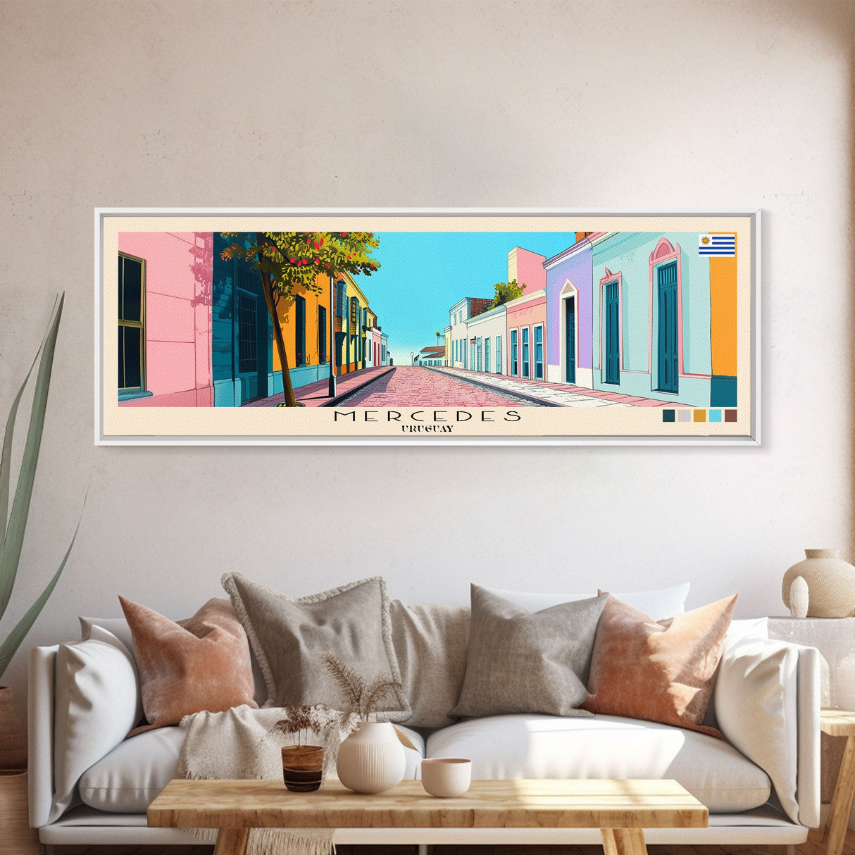 Mercedes, Uruguay Panoramic Canvas Print, Mercedes, Uruguay Painting, Uruguay Art, Mercedes Travel Poster, Travel Art, Living Room Painting