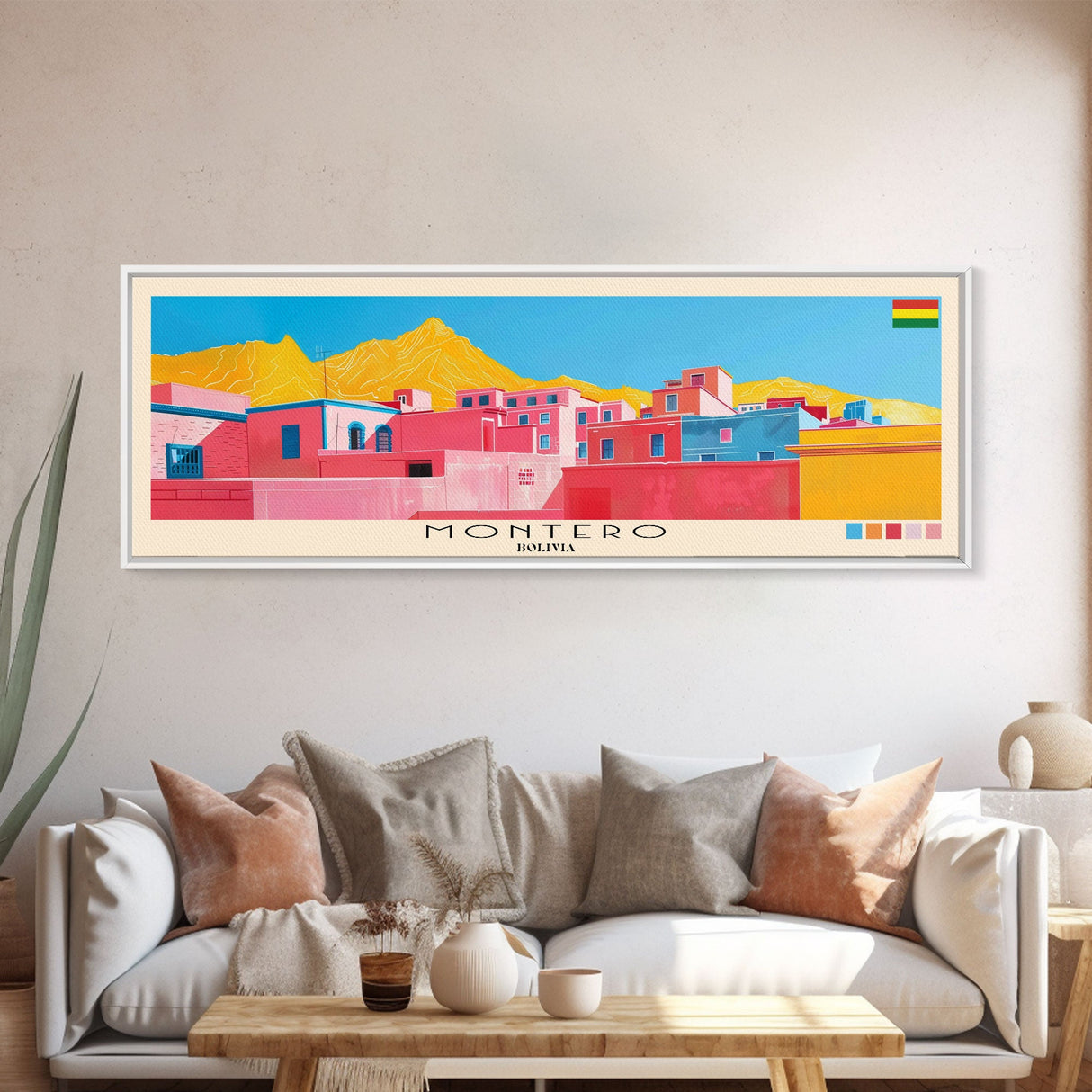 Montero, Bolivia Panoramic Canvas Print, Montero, Bolivia Painting, Bolivia Art, Montero Travel Poster, Travel Art, Living Room Painting