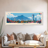 Monterrey, Mexico Panoramic Canvas Print, Monterrey, Mexico Painting, Mexico Art, Monterrey Travel Poster, Travel Art, Housewarming Gift