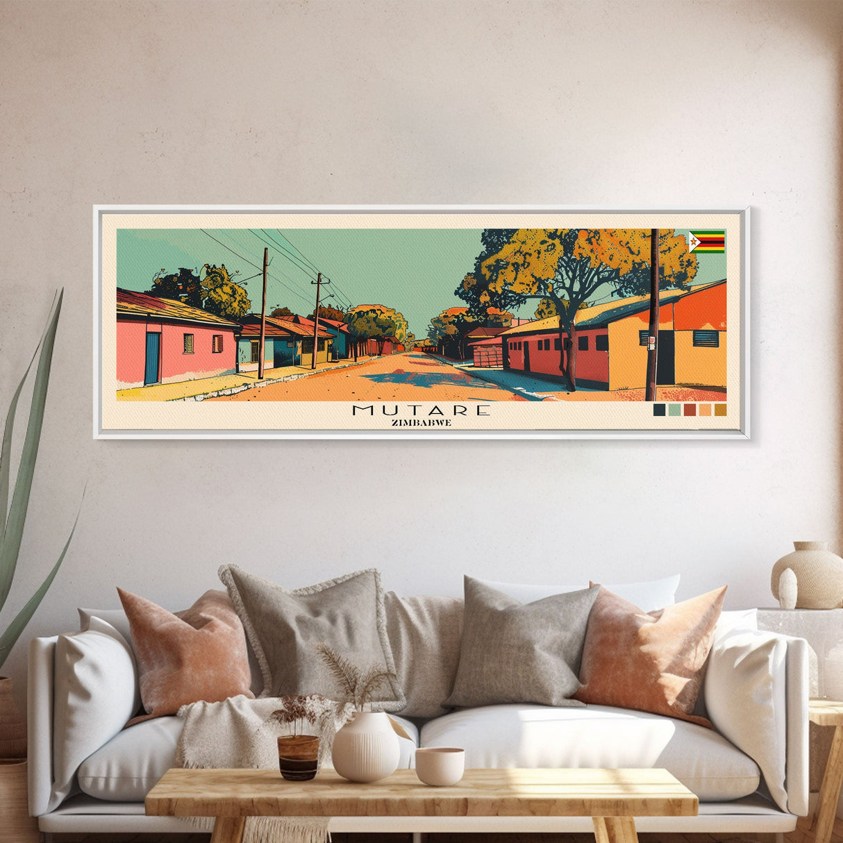 Mutare, Zimbabwe Panoramic Canvas Print, Mutare, Zimbabwe Painting, Zimbabwe Art, Mutare Travel Poster, Travel Art, Vacation Gift