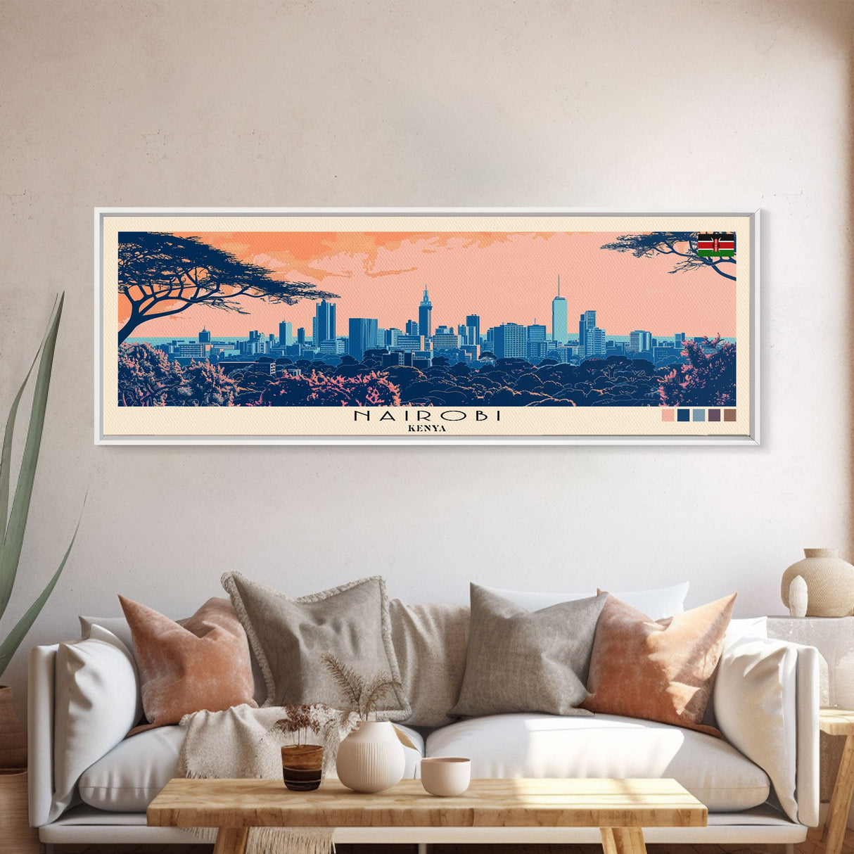 Nairobi, Kenya Panoramic Canvas Print, Nairobi, Kenya Painting, Kenya Art, Nairobi Travel Poster, Travel Art, Housewarming Gift