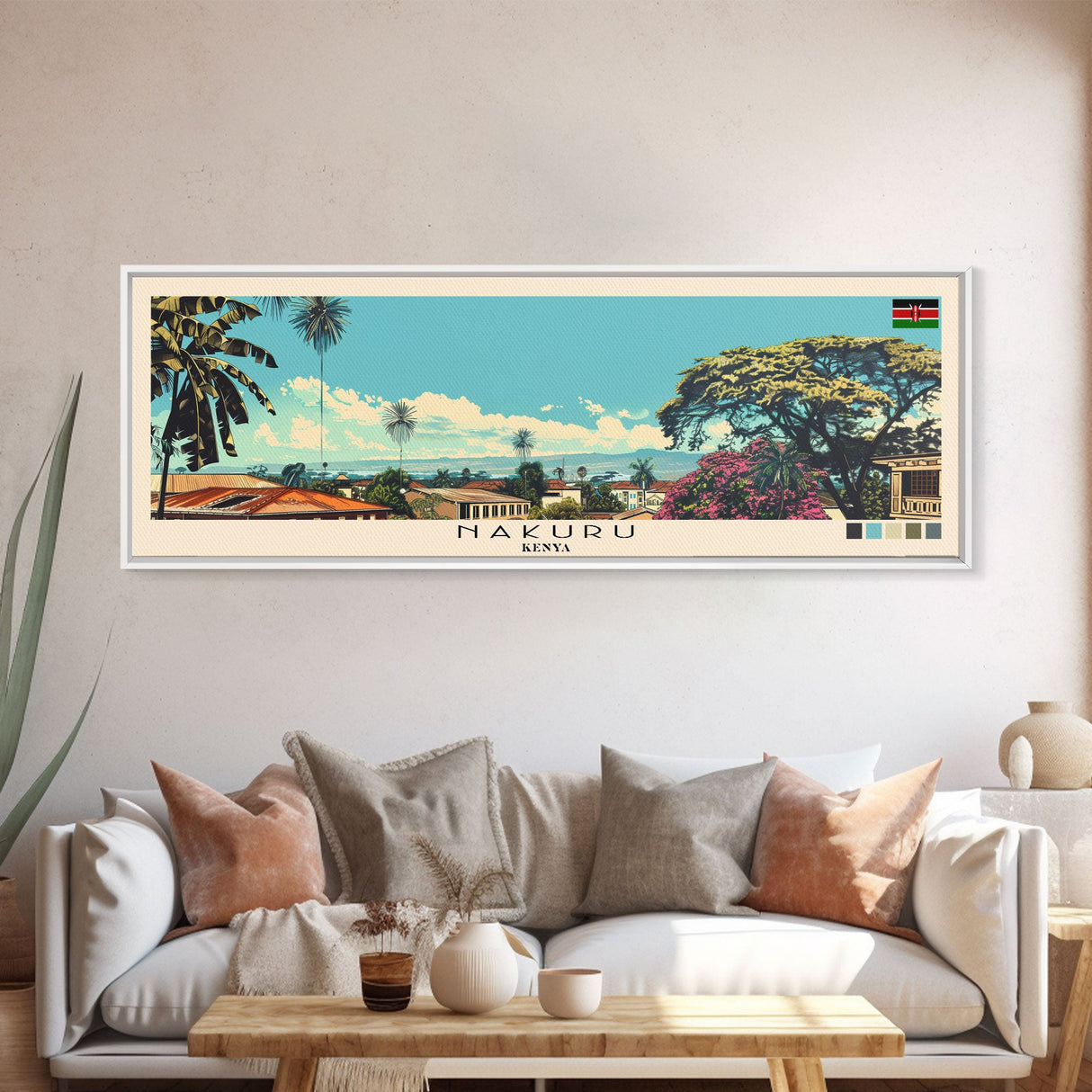 Nakuru, Kenya Panoramic Canvas Print, Nakuru, Kenya Painting, Kenya Art, Nakuru Travel Poster, Travel Art, Guest Room Painting