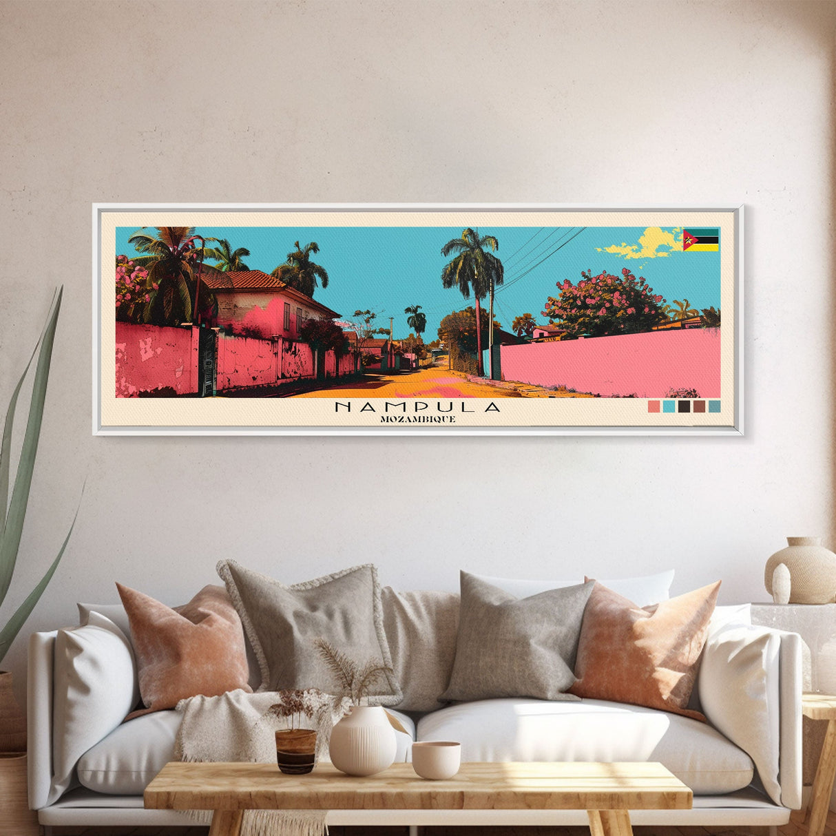 Nampula, Mozambique Panoramic Canvas Print, Nampula, Mozambique Painting, Mozambique Art, Nampula Travel Poster, Travel Art, Vacation Gift