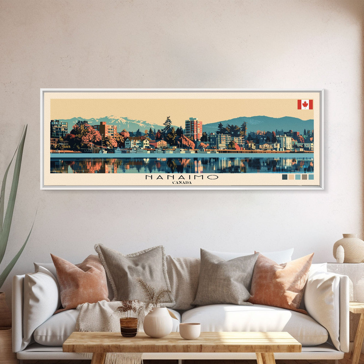 Nanaimo, Canada Panoramic Canvas Print, Nanaimo, Canada Painting, Canada Art, Nanaimo Travel Poster, Travel Art, Living Room Painting