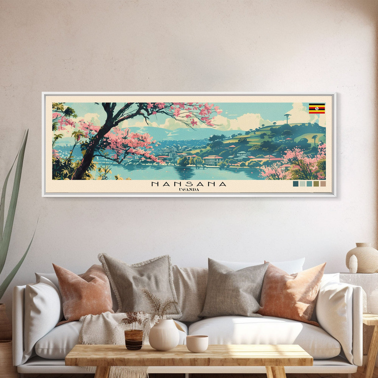 Nansana, Uganda Panoramic Canvas Print, Nansana, Uganda Painting, Uganda Art, Nansana Travel Poster, Travel Art, Guest Room Painting