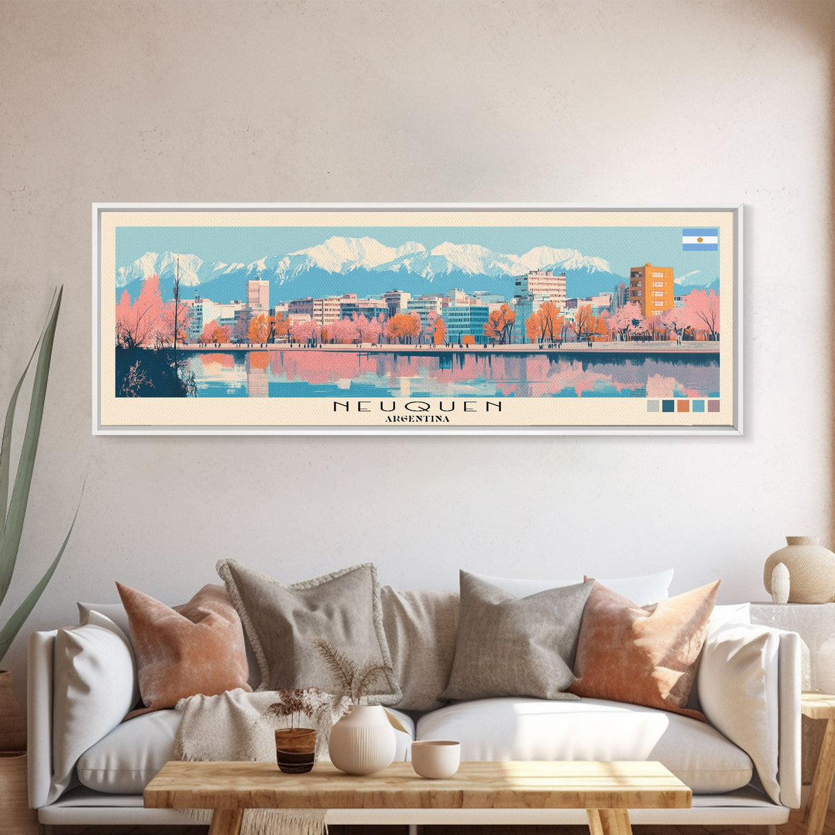 Neuquen, Argentina Panoramic Canvas Print, Neuquen, Argentina Painting, Argentina Art, Neuquen Travel Poster, Travel Art, Vacation Gift