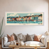 Newport, Wales Panoramic Canvas Print, Newport, Wales Painting, Wales Art, Newport Travel Poster, Travel Art, Housewarming Gift