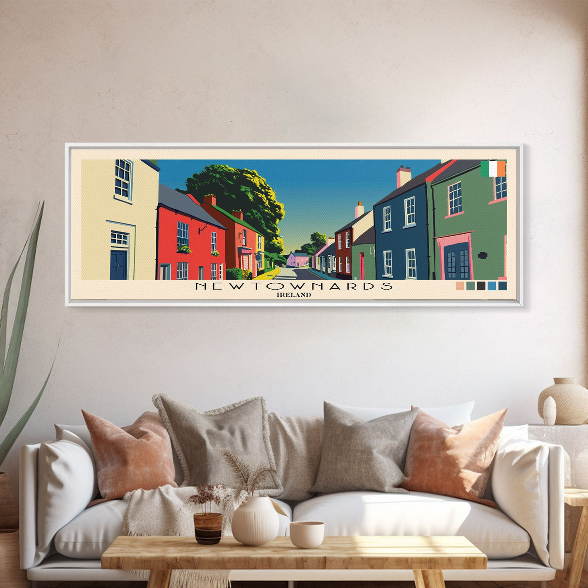 Newtownards, Ireland Panoramic Canvas Print, Newtownards, Ireland Painting, Ireland Art, Newtownards Travel Poster, Travel Art, Vacation Gift