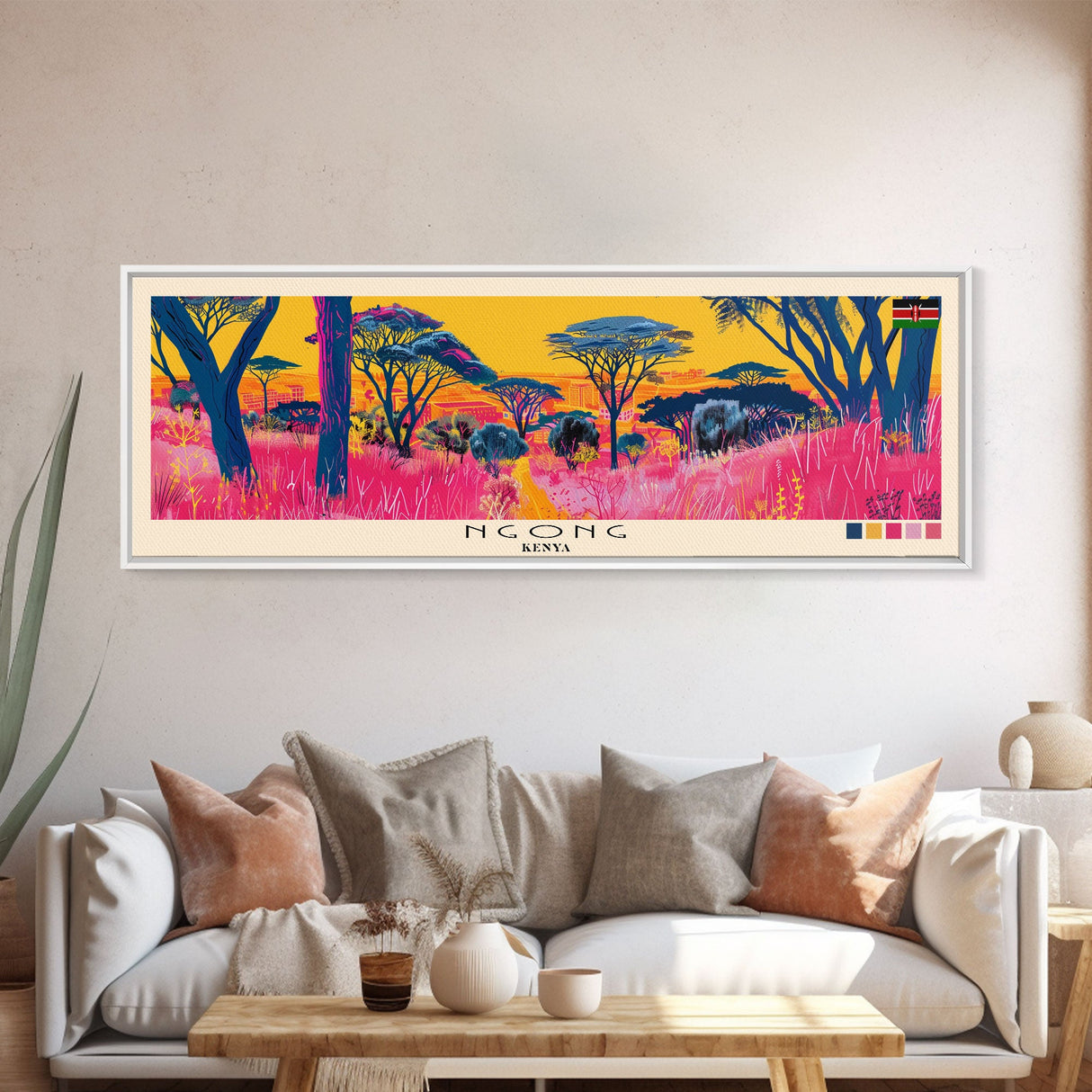 Ngong, Kenya Panoramic Canvas Print, Ngong, Kenya Painting, Kenya Art, Ngong Travel Poster, Travel Art, Guest Room Painting