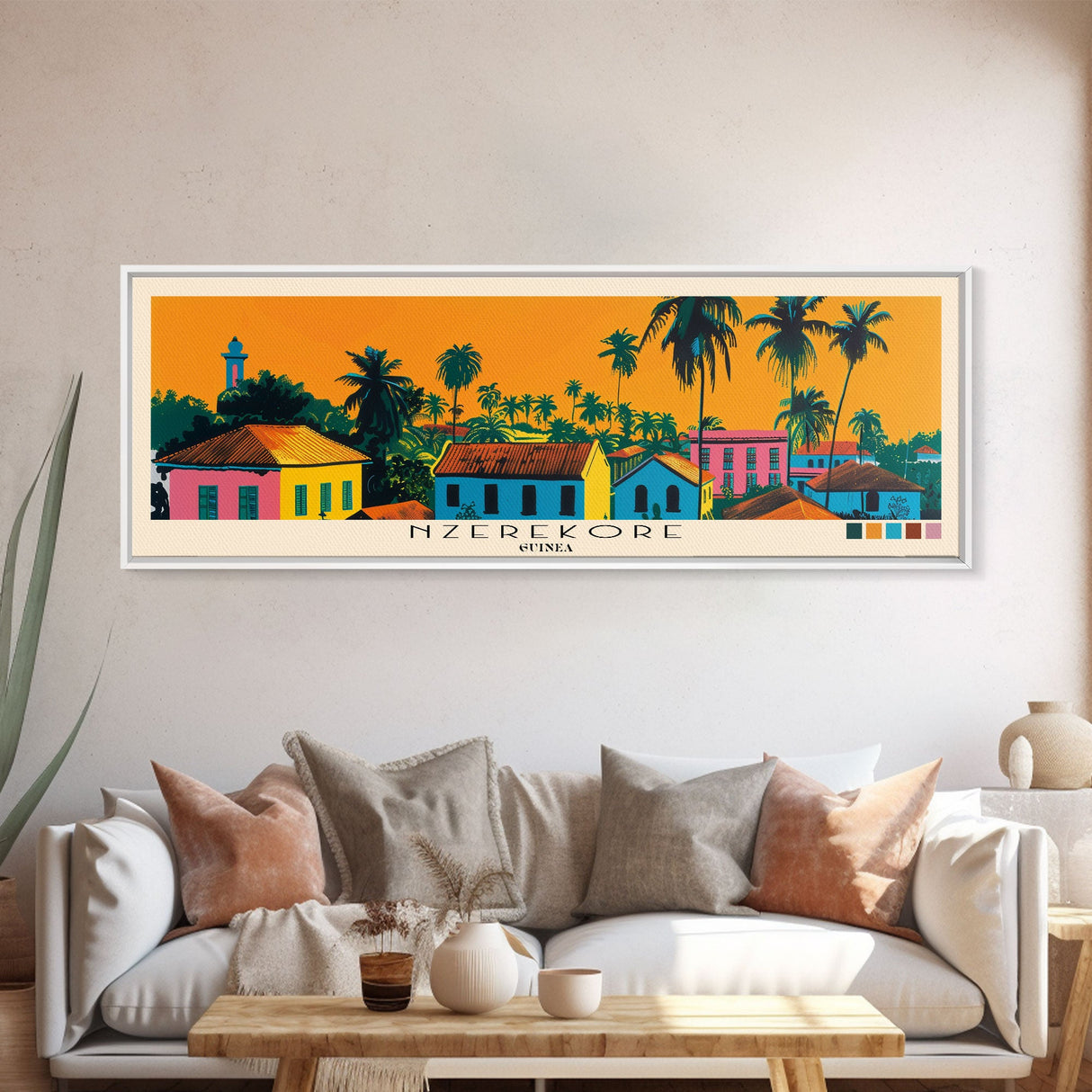 Nzerekore, Guinea Panoramic Canvas Print, Nzerekore, Guinea Painting, Guinea Art, Nzerekore Travel Poster, Travel Art, Vacation Gift