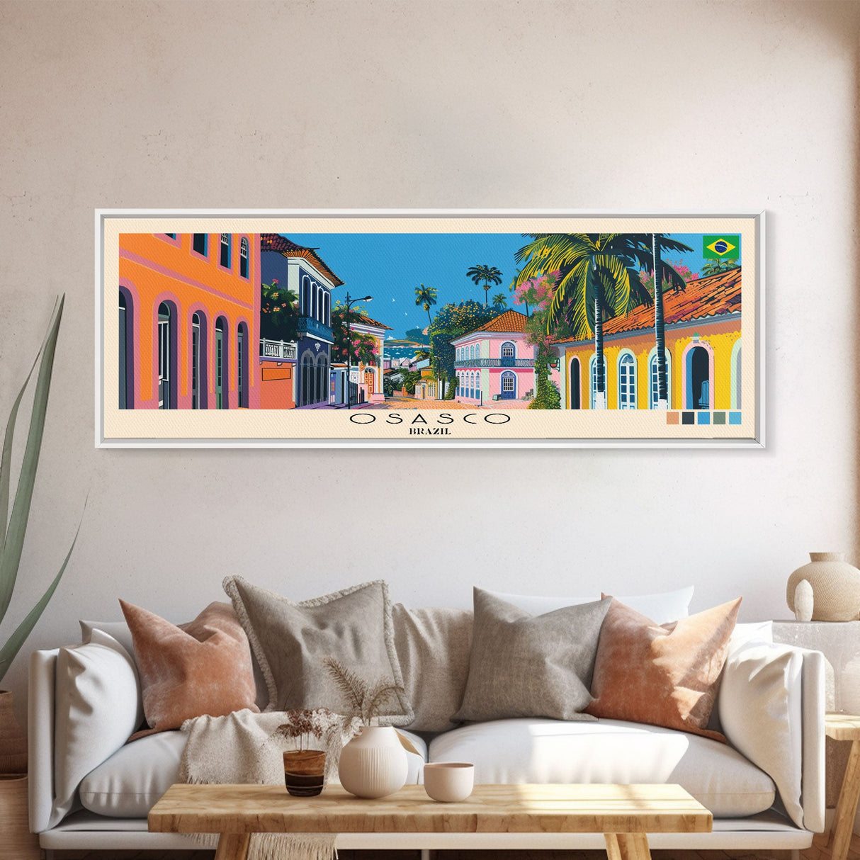 Osasco, Brazil Panoramic Canvas Print, Osasco, Brazil Painting, Brazil Art, Osasco Travel Poster, Travel Art, Living Room Painting