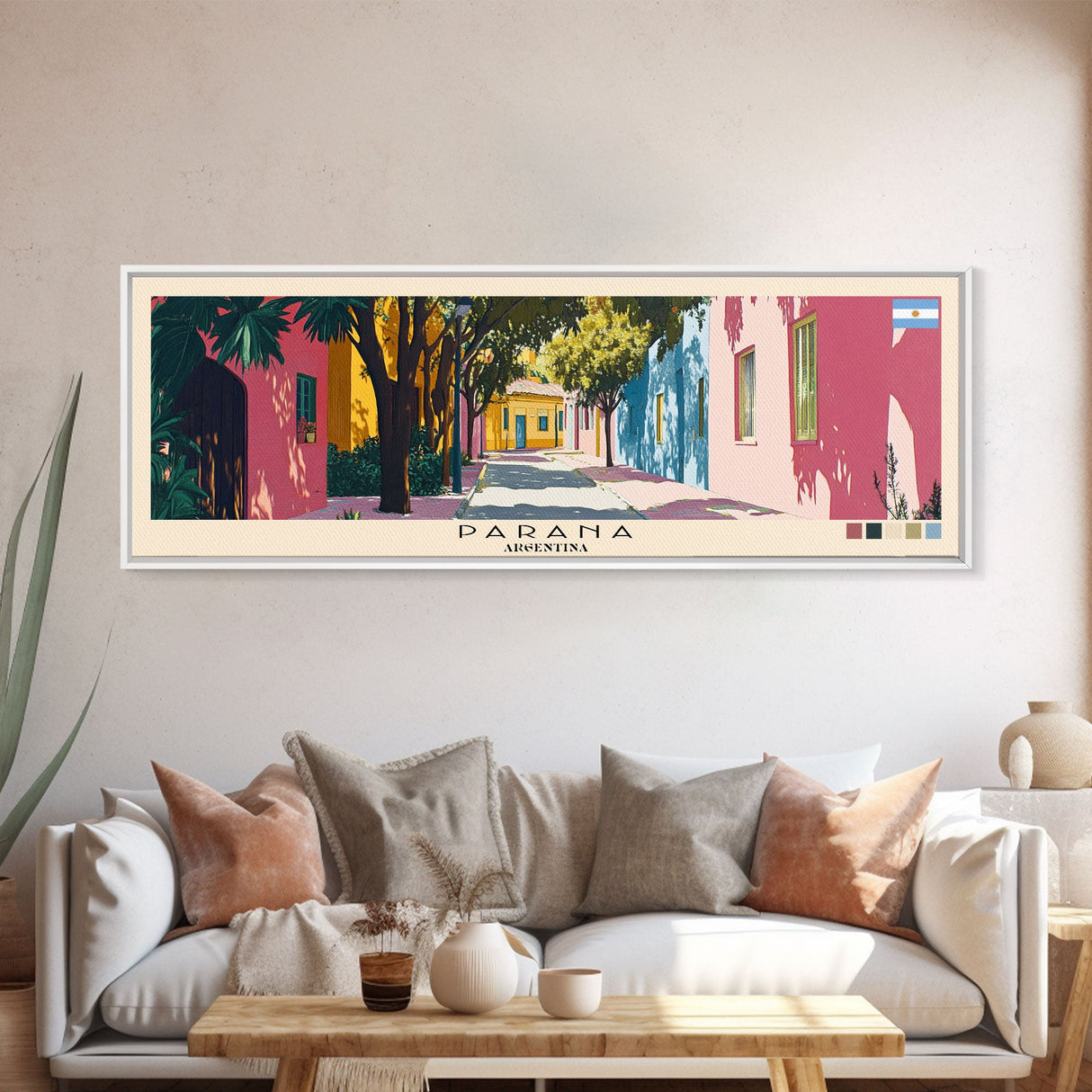 Parana, Argentina Panoramic Canvas Print, Parana, Argentina Painting, Argentina Art, Parana Travel Poster, Travel Art, Living Room Painting