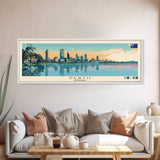 Perth, Australia Panoramic Canvas Print, Perth, Australia Painting, Australia Art, Perth Travel Poster, Travel Art, Vacation Gift