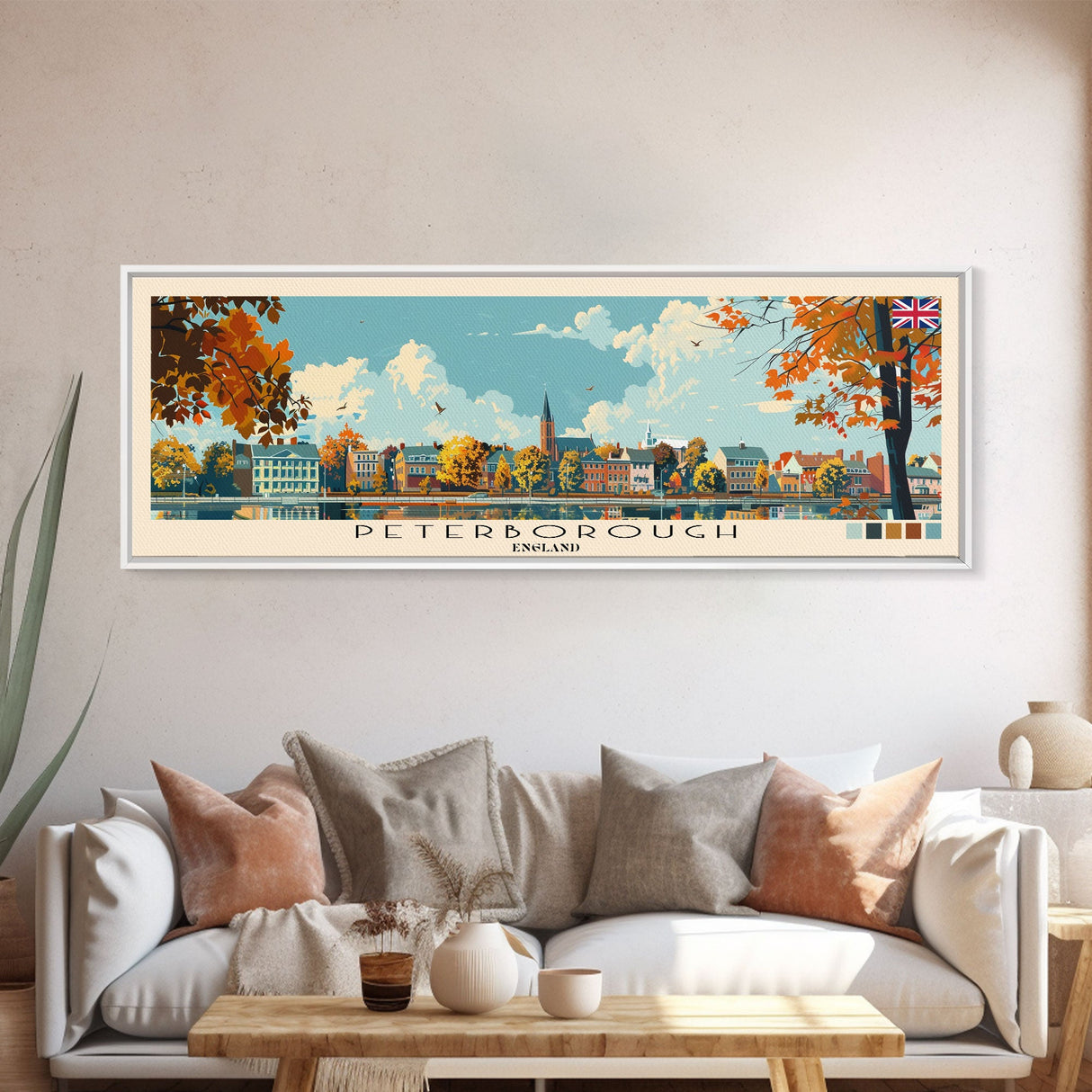 Peterborough, England Panoramic Canvas Print, Peterborough, England Painting, England Art, Peterborough Travel Poster, Travel Art, Housewarming Gift