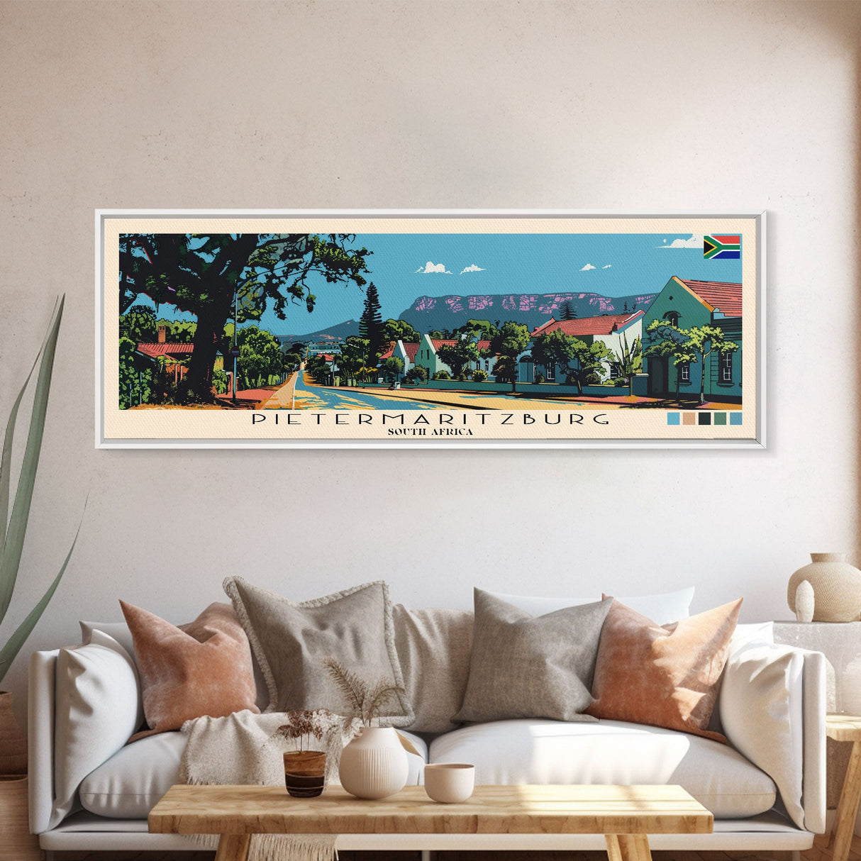 Pietermaritzburg, South Africa Panoramic Canvas Print, Pietermaritzburg, South Africa Painting, South Africa Art, Pietermaritzburg Travel Poster, Travel Art, Guest Room Painting