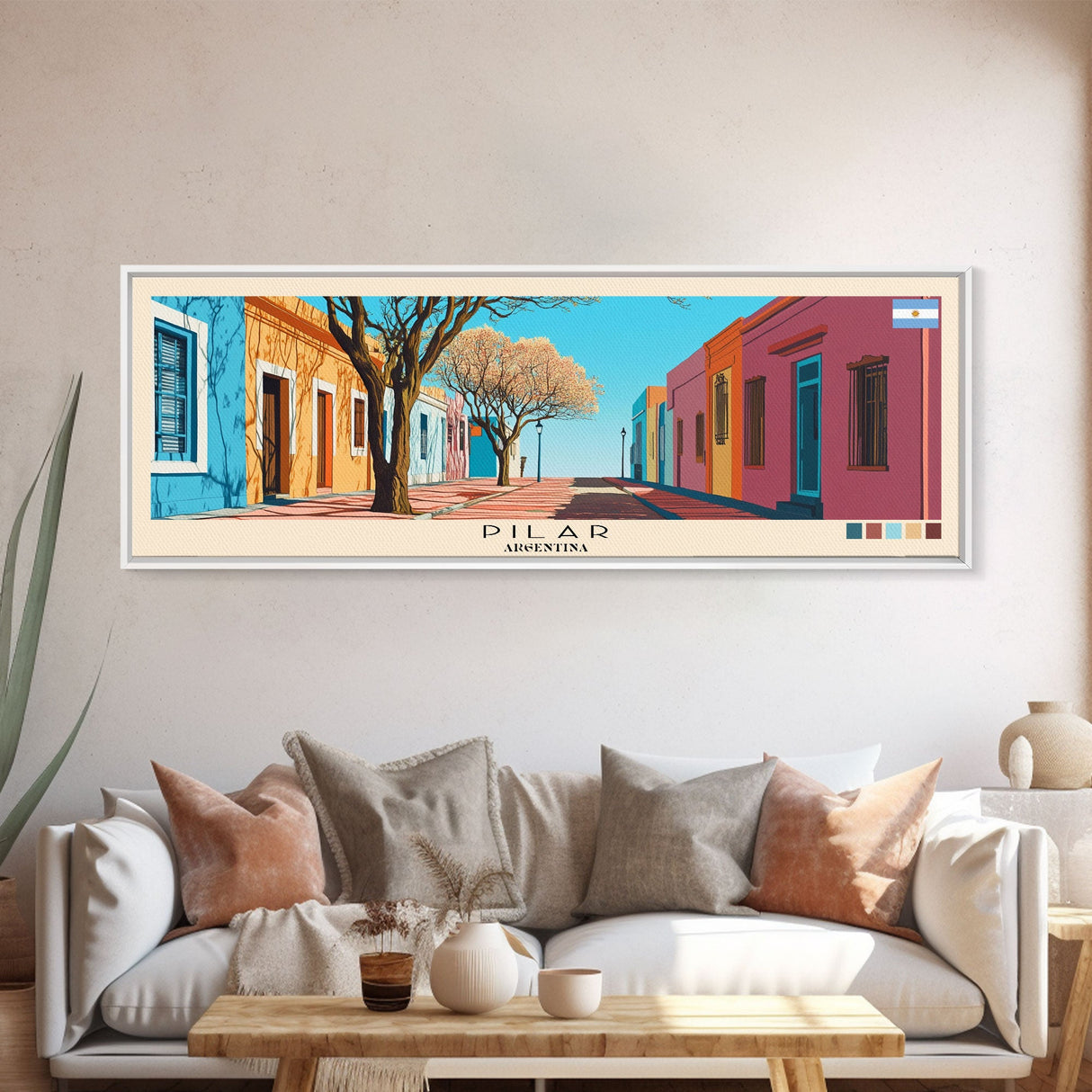 Pilar, Argentina Panoramic Canvas Print, Pilar, Argentina Painting, Argentina Art, Pilar Travel Poster, Travel Art, Vacation Gift