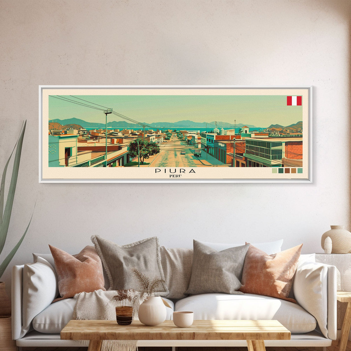 Piura, Peru Panoramic Canvas Print, Piura, Peru Painting, Peru Art, Piura Travel Poster, Travel Art, Housewarming Gift