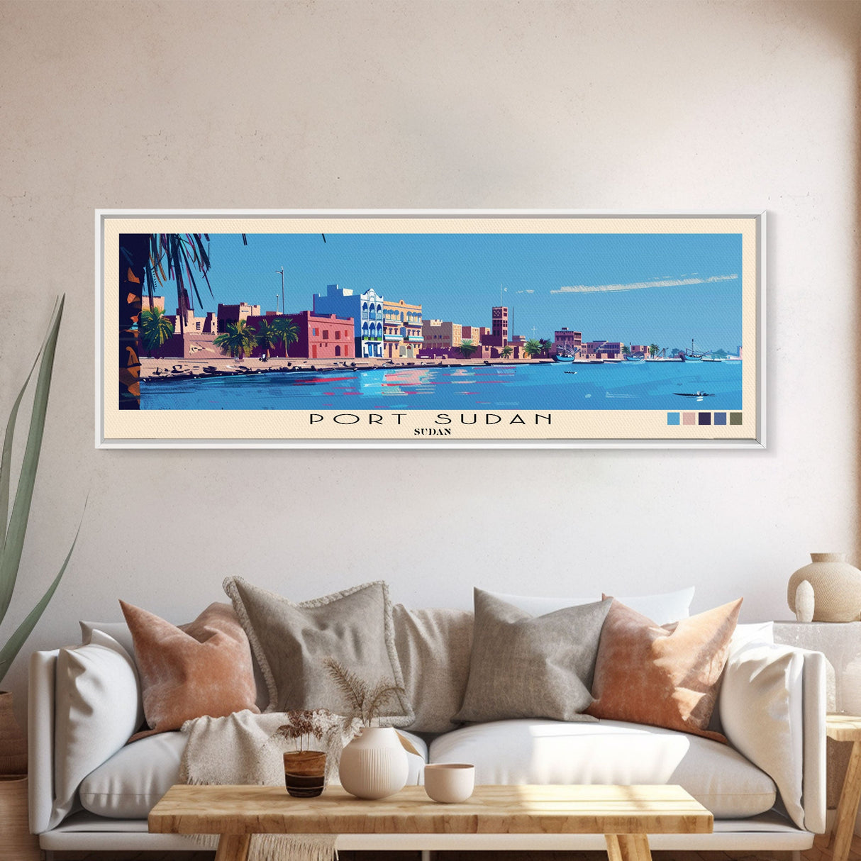 Port Sudan,  Sudan Panoramic Canvas Print, Port Sudan,  Sudan Painting,  Sudan Art, Port Sudan Travel Poster, Travel Art, Living Room Painting