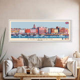 Portsmouth, England Panoramic Canvas Print, Portsmouth, England Painting, England Art, Portsmouth Travel Poster, Travel Art, Vacation Gift