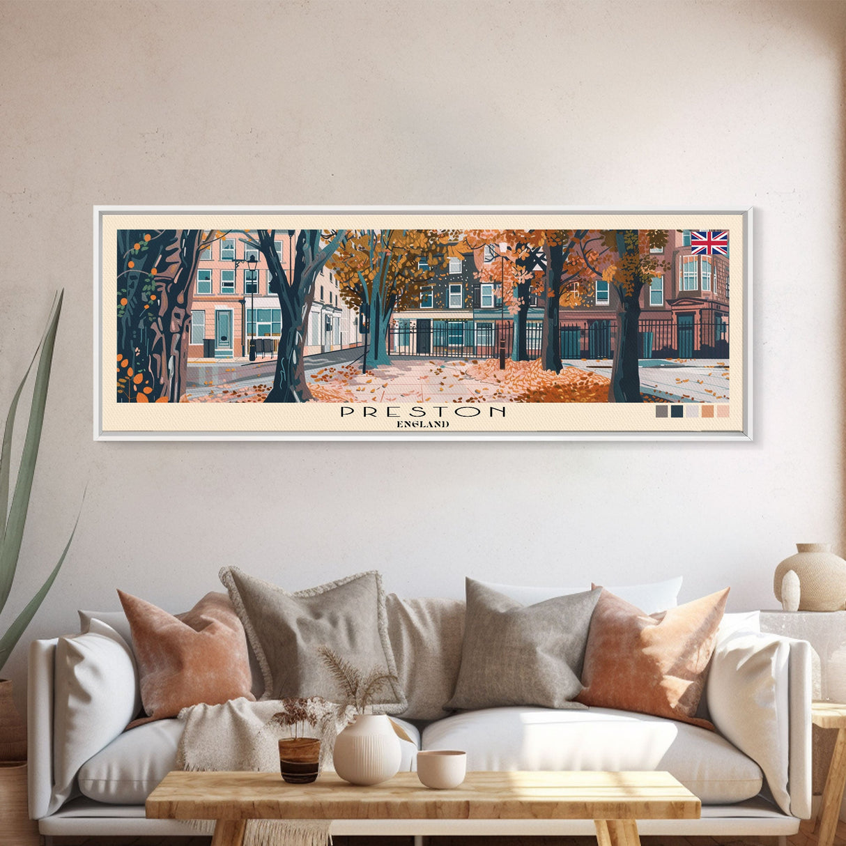 Preston, England Panoramic Canvas Print, Preston, England Painting, England Art, Preston Travel Poster, Travel Art, Guest Room Painting