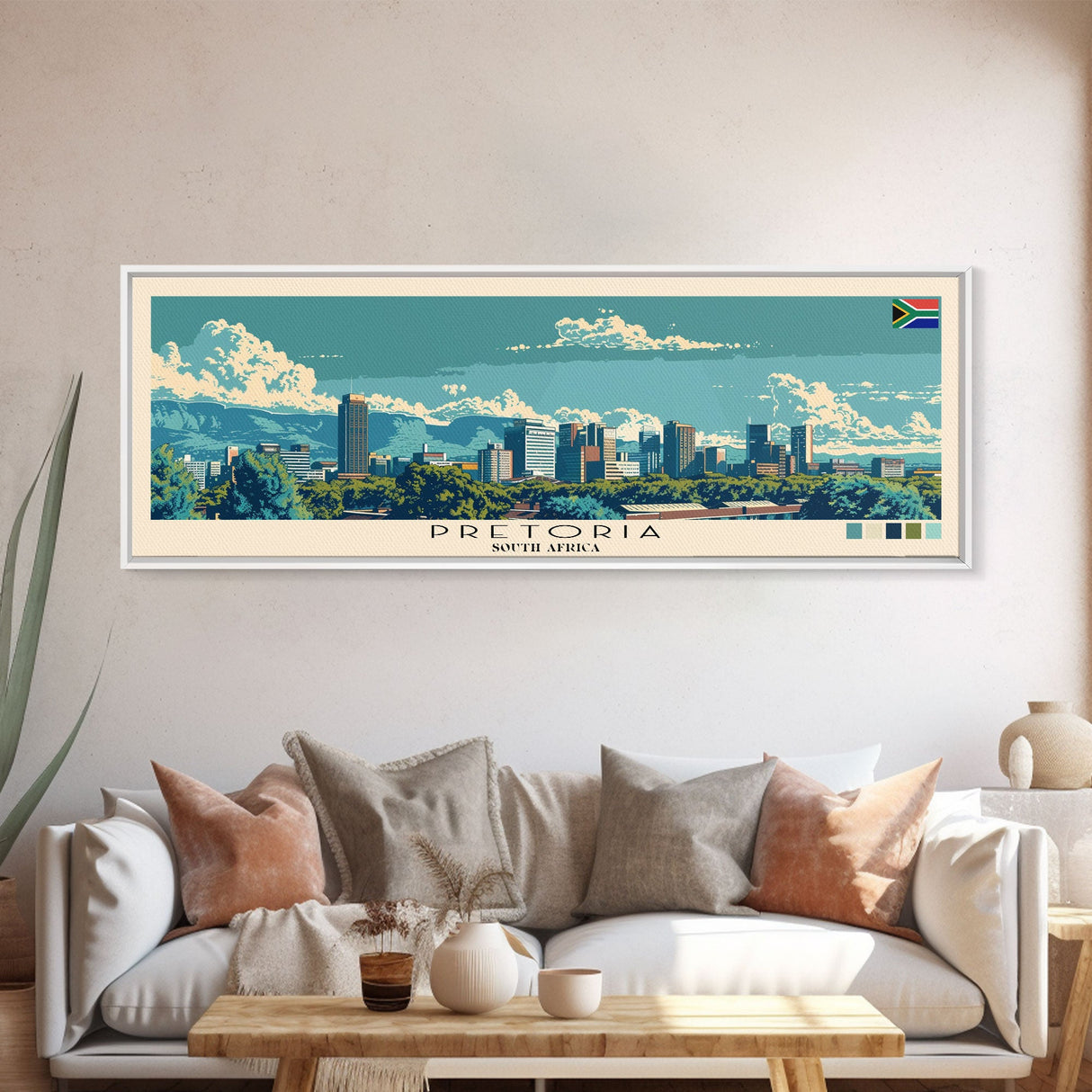 Pretoria, South Africa Panoramic Canvas Print, Pretoria, South Africa Painting, South Africa Art, Pretoria Travel Poster, Travel Art, Guest Room Painting