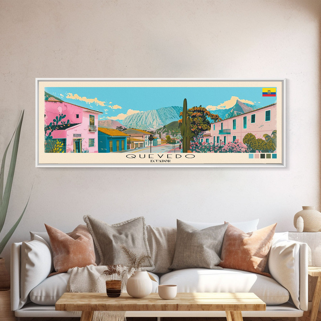 Quevedo, Ecuador Panoramic Canvas Print, Quevedo, Ecuador Painting, Ecuador Art, Quevedo Travel Poster, Travel Art, Housewarming Gift