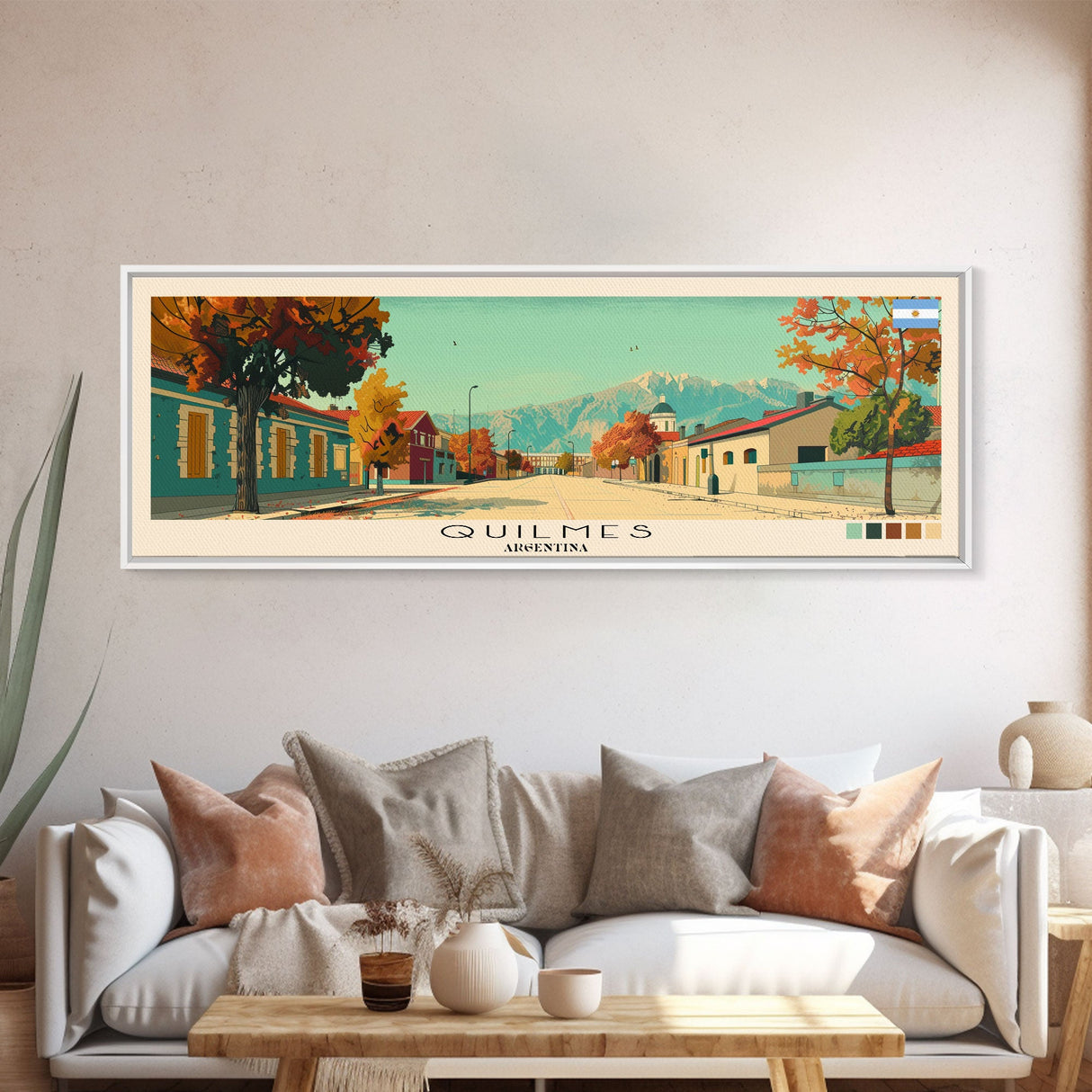 Quilmes, Argentina Panoramic Canvas Print, Quilmes, Argentina Painting, Argentina Art, Quilmes Travel Poster, Travel Art, Vacation Gift