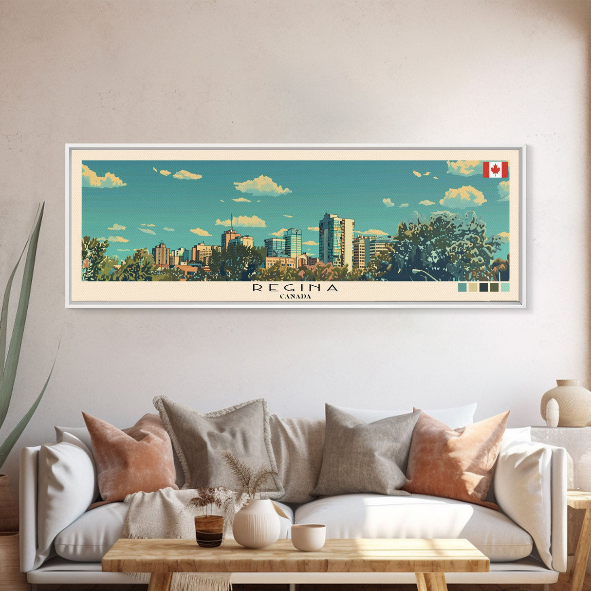 Regina, Canada Panoramic Canvas Print, Regina, Canada Painting, Canada Art, Regina Travel Poster, Travel Art, Housewarming Gift