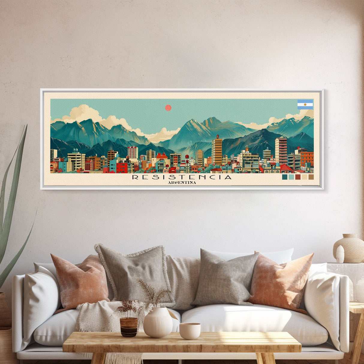 Resistencia, Argentina Panoramic Canvas Print, Resistencia, Argentina Painting, Argentina Art, Resistencia Travel Poster, Travel Art, Guest Room Painting