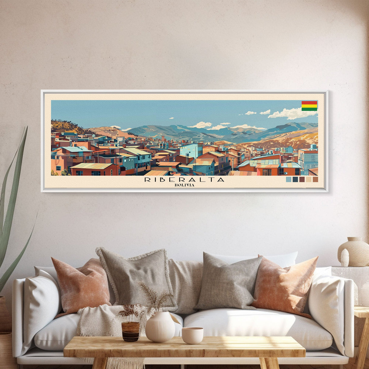 Riberalta, Bolivia Panoramic Canvas Print, Riberalta, Bolivia Painting, Bolivia Art, Riberalta Travel Poster, Travel Art, Living Room Painting