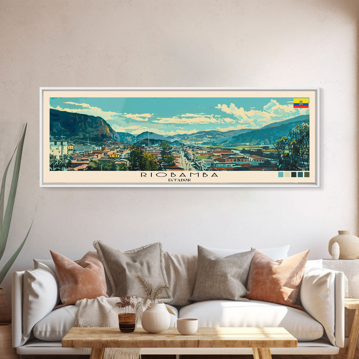 Riobamba, Ecuador Panoramic Canvas Print, Riobamba, Ecuador Painting, Ecuador Art, Riobamba Travel Poster, Travel Art, Housewarming Gift