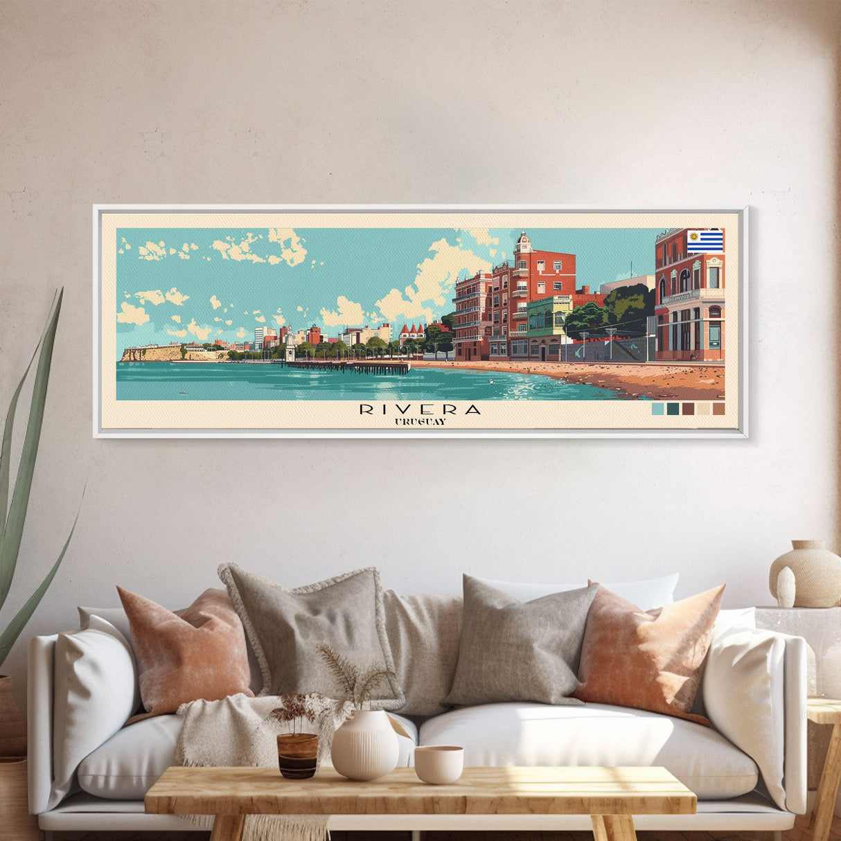 Rivera, Uruguay Panoramic Canvas Print, Rivera, Uruguay Painting, Uruguay Art, Rivera Travel Poster, Travel Art, Living Room Painting