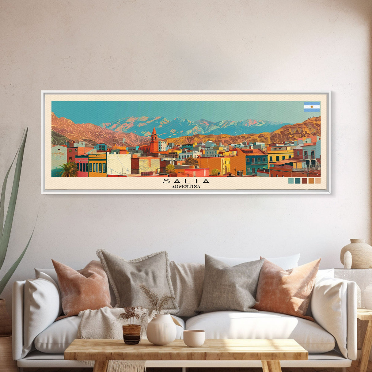 Salta, Argentina Panoramic Canvas Print, Salta, Argentina Painting, Argentina Art, Salta Travel Poster, Travel Art, Living Room Painting