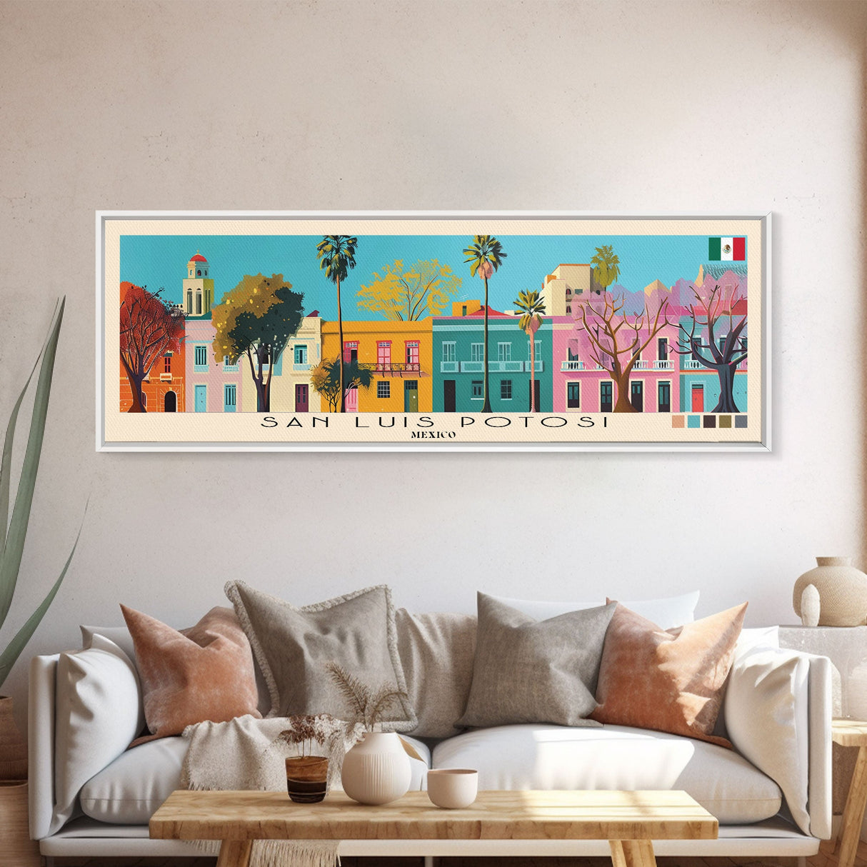 San Luis Potosi, Mexico Panoramic Canvas Print, San Luis Potosi, Mexico Painting, Mexico Art, San Luis Potosi Travel Poster, Travel Art, Guest Room Painting