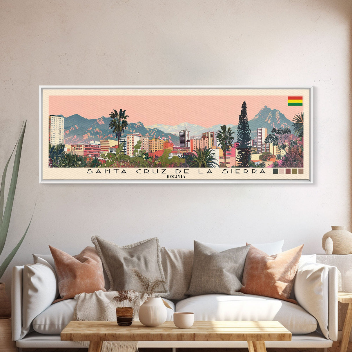 Santa Cruz de la Sierra, Bolivia Panoramic Canvas Print, Santa Cruz de la Sierra, Bolivia Painting, Bolivia Art, Santa Cruz de la Sierra Travel Poster, Travel Art, Housewarming Gift