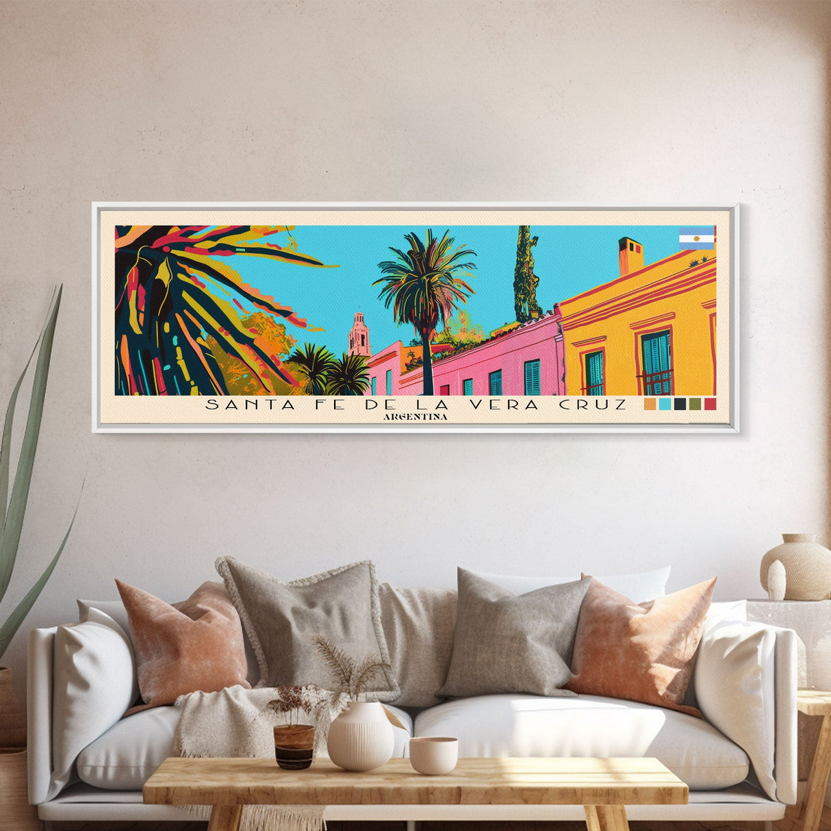 Santa Fe de la Vera Cruz, Argentina Panoramic Canvas Print, Santa Fe de la Vera Cruz, Argentina Painting, Argentina Art, Santa Fe de la Vera Cruz Travel Poster, Travel Art, Guest Room Painting