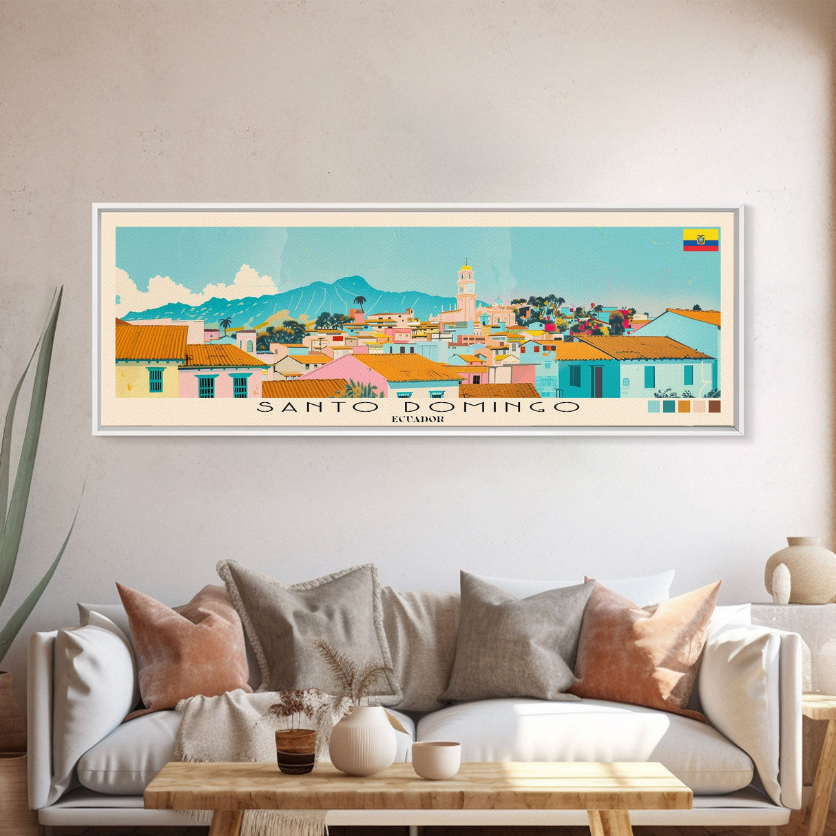 Santo Domingo, Ecuador Panoramic Canvas Print, Santo Domingo, Ecuador Painting, Ecuador Art, Santo Domingo Travel Poster, Travel Art, Housewarming Gift