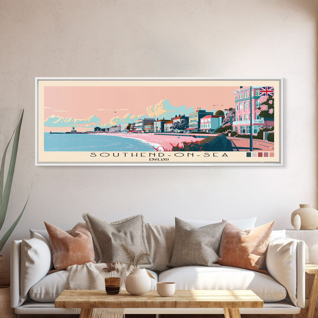 Southend-on-Sea, England Panoramic Canvas Print, Southend-on-Sea, England Painting, England Art, Southend-on-Sea Travel Poster, Travel Art, Guest Room Painting