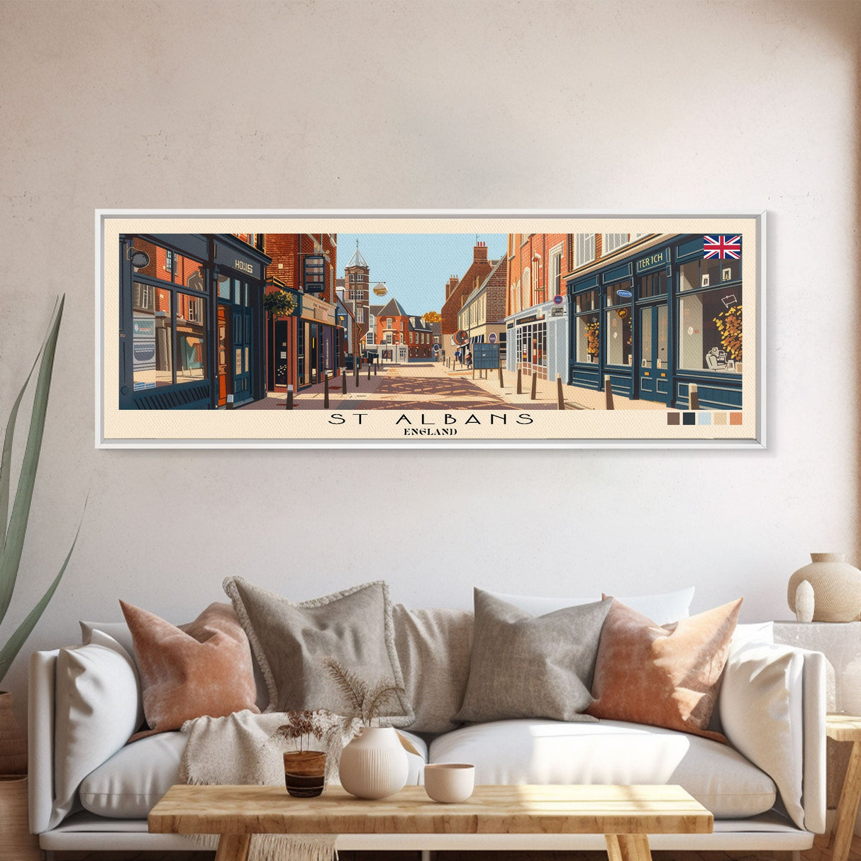 St Albans, England Panoramic Canvas Print, St Albans, England Painting, England Art, St Albans Travel Poster, Travel Art, Guest Room Painting