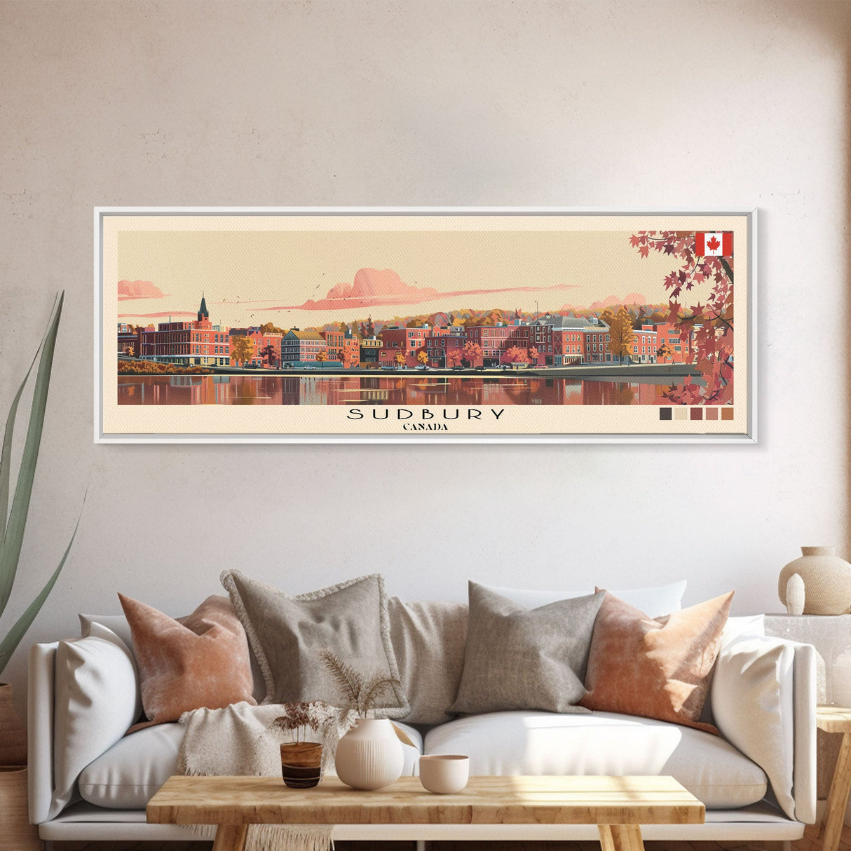 Sudbury, Canada Panoramic Canvas Print, Sudbury, Canada Painting, Canada Art, Sudbury Travel Poster, Travel Art, Guest Room Painting