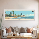 Suez, Egypt Panoramic Canvas Print, Suez, Egypt Painting, Egypt Art, Suez Travel Poster, Travel Art, Vacation Gift