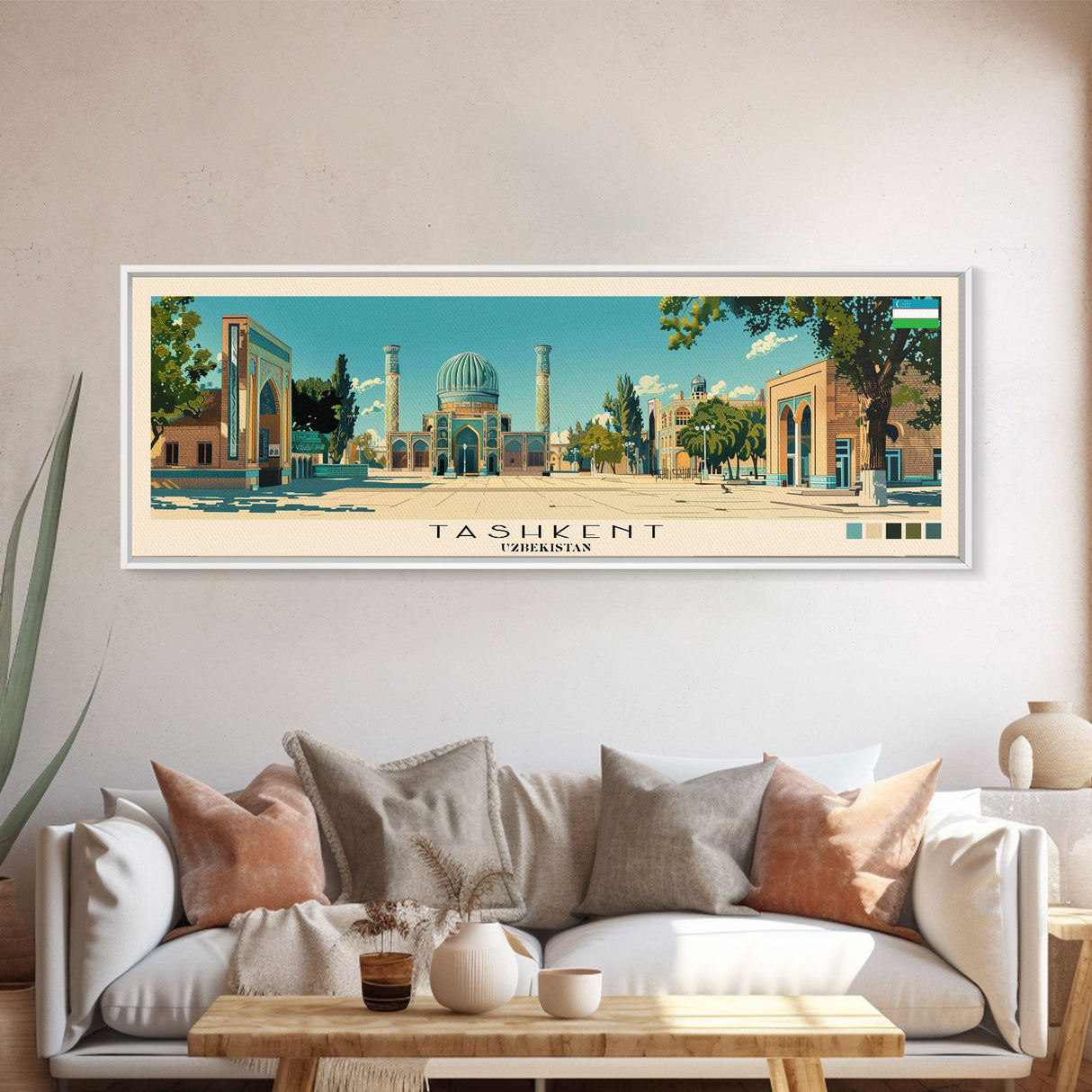 Tashkent, Uzbekistan Panoramic Canvas Print, Tashkent, Uzbekistan Painting, Uzbekistan Art, Tashkent Travel Poster, Travel Art, Housewarming Gift