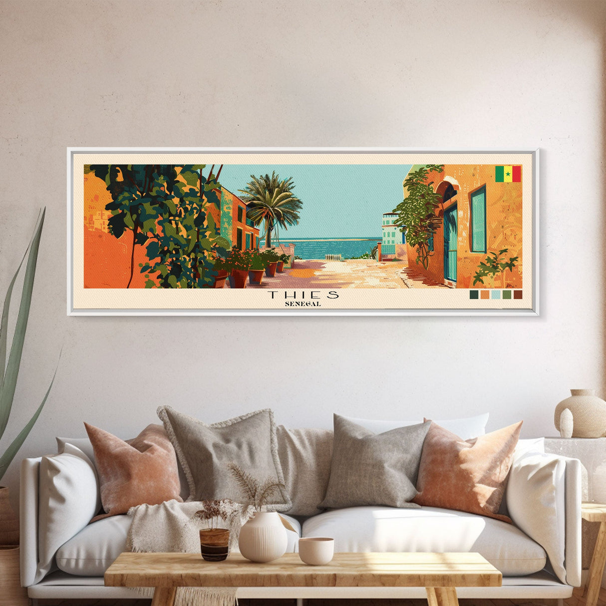 Thies, Senegal Panoramic Canvas Print, Thies, Senegal Painting, Senegal Art, Thies Travel Poster, Travel Art, Guest Room Painting