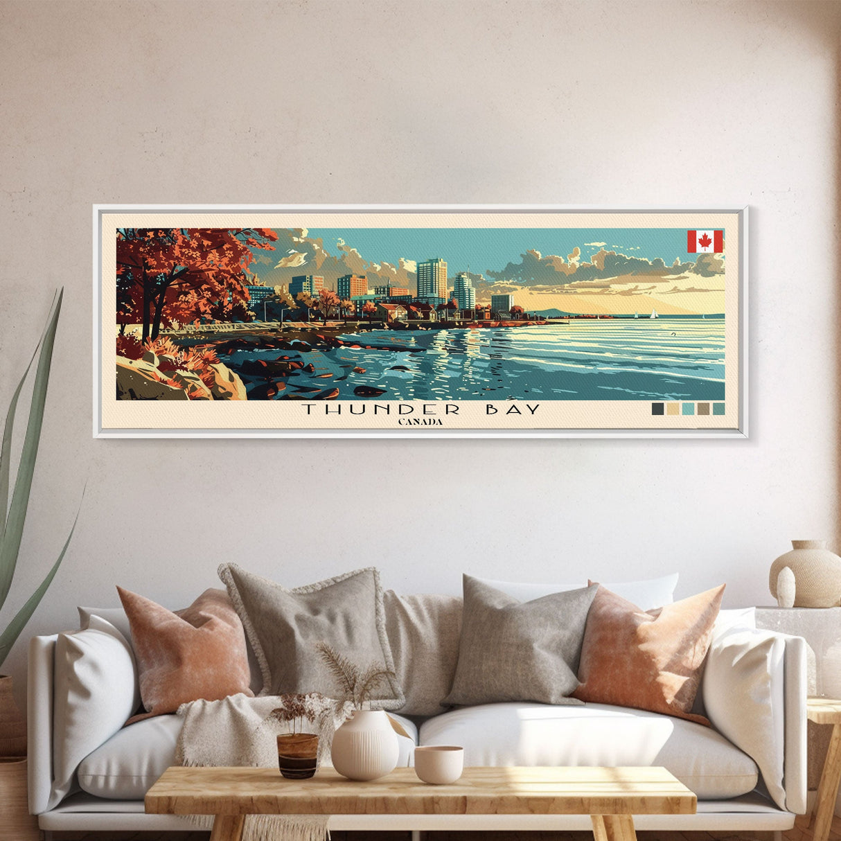 Thunder Bay, Canada Panoramic Canvas Print, Thunder Bay, Canada Painting, Canada Art, Thunder Bay Travel Poster, Travel Art, Guest Room Painting