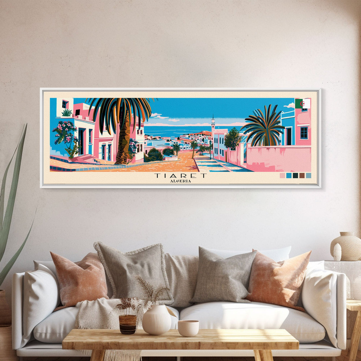 Tiaret, Algeria Panoramic Canvas Print, Tiaret, Algeria Painting, Algeria Art, Tiaret Travel Poster, Travel Art, Living Room Painting